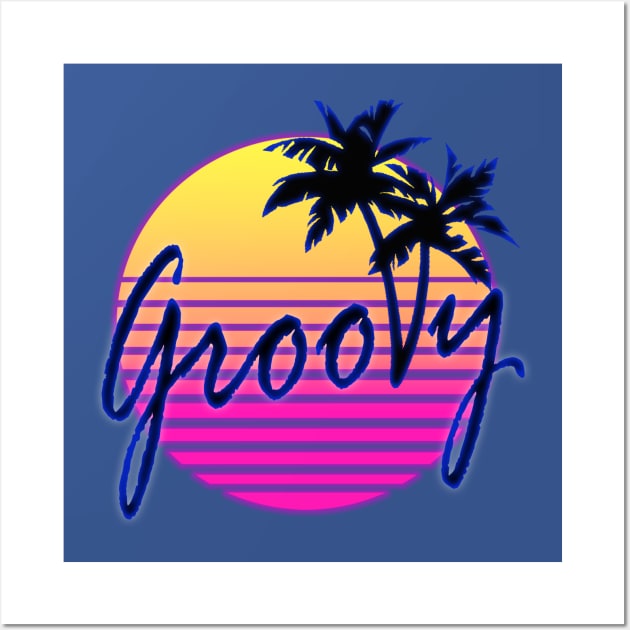 Groovy Outrun Vaporwave 80's Retro Miami Vice Wall Art by DeanoSauruz